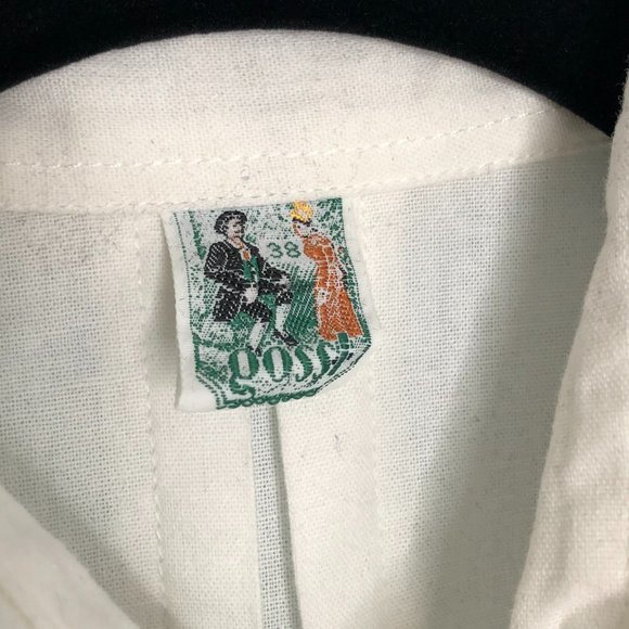 Vintage Gossl Germany Hand Embroidered White Button Down Shirt Blue 38 S - Picture 2 of 8